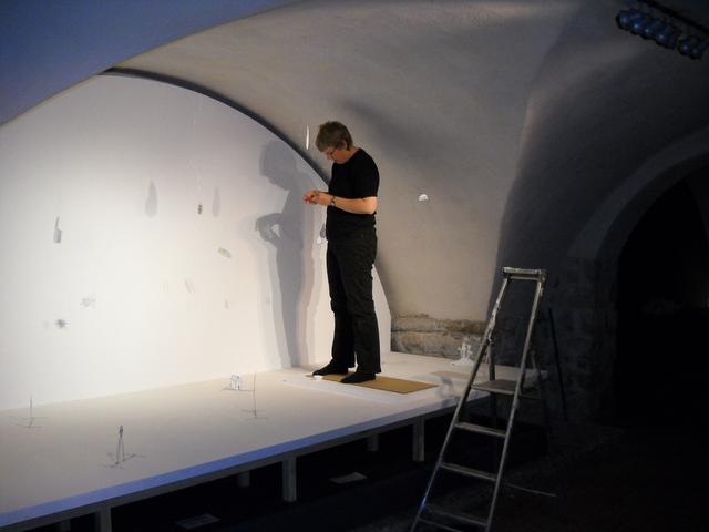 Anne-Marie preparing the installation